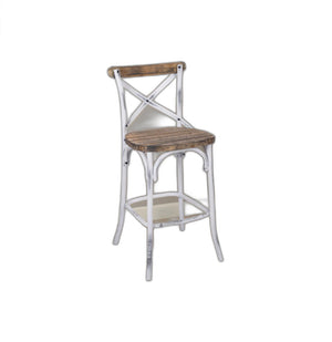 Homeroots 20" Brown And White Iron Bar Chair White  374178