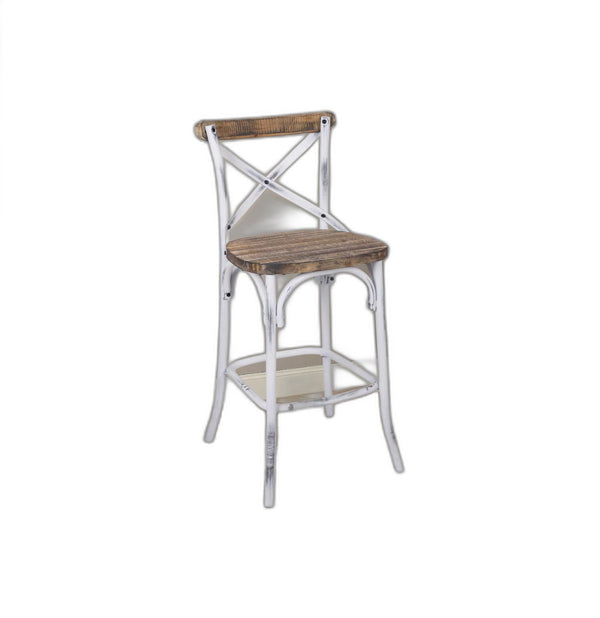 Homeroots 20" Brown And White Iron Bar Chair White  374178