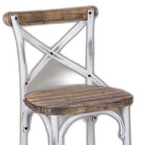 Homeroots 20" Brown And White Iron Bar Chair White  374178