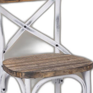 Homeroots 20" Brown And White Iron Bar Chair White  374178