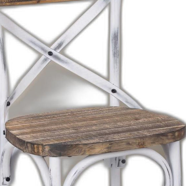 Homeroots 20" Brown And White Iron Bar Chair White  374178