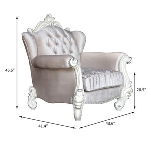 Homeroots 44" Ivory And Antiqued White Fabric Damask Tufted Chair And A Half And Toss Pillows   374182