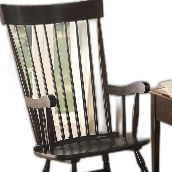 Homeroots 33" X 25" X 45" Black Wood Rocking Chair   374187