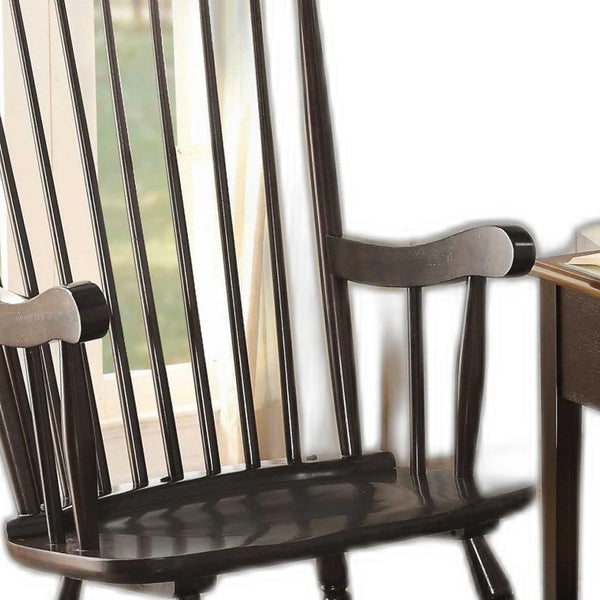 Homeroots 33" X 25" X 45" Black Wood Rocking Chair   374187