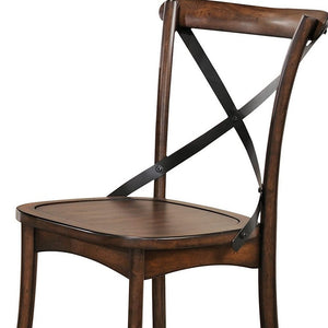 Homeroots Set Of Two Brown Cross Back Dining Side Chairs  Wood 374188