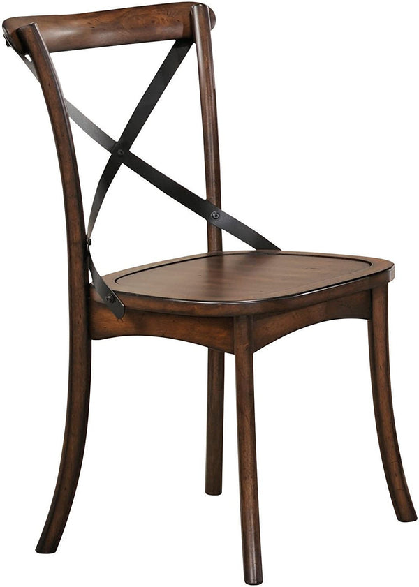 Homeroots Set Of Two Brown Cross Back Dining Side Chairs  Wood 374188