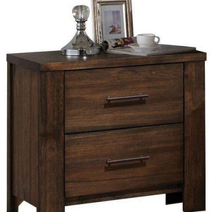 Homeroots 25" Brown Two Drawers Nightstand   374190
