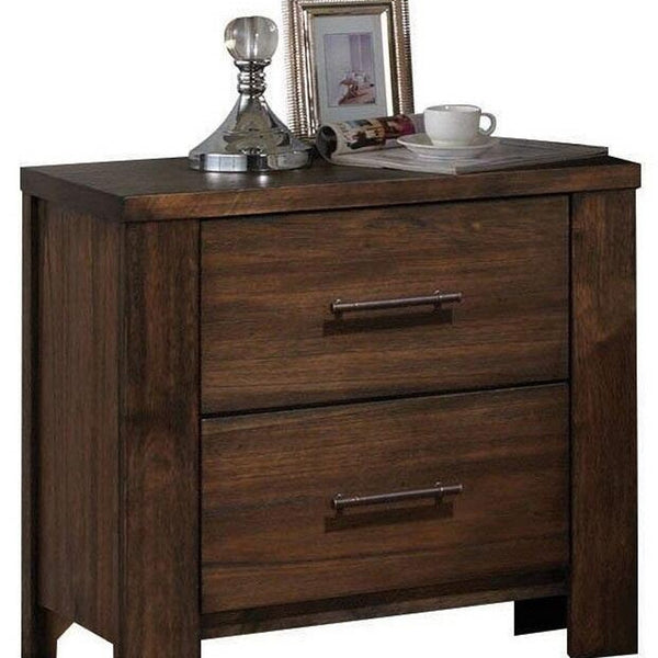 Homeroots 25" Brown Two Drawers Nightstand   374190