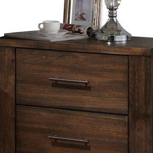 Homeroots 25" Brown Two Drawers Nightstand   374190