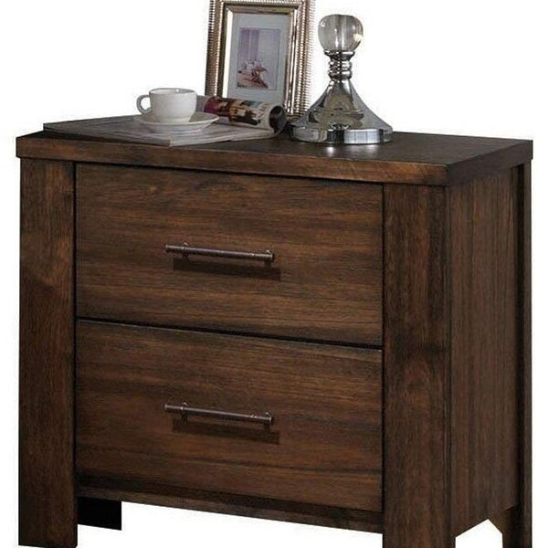 Homeroots 25" Brown Two Drawers Nightstand   374190