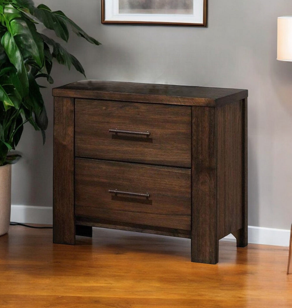 Homeroots 25" Brown Two Drawers Nightstand   374190