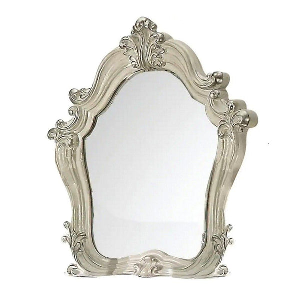 Homeroots White And Silver Wood Framed Dresser Mirror Bone White Glass 374191