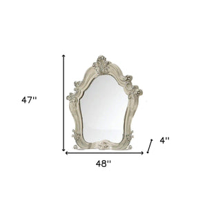 Homeroots White And Silver Wood Framed Dresser Mirror Bone White Glass 374191