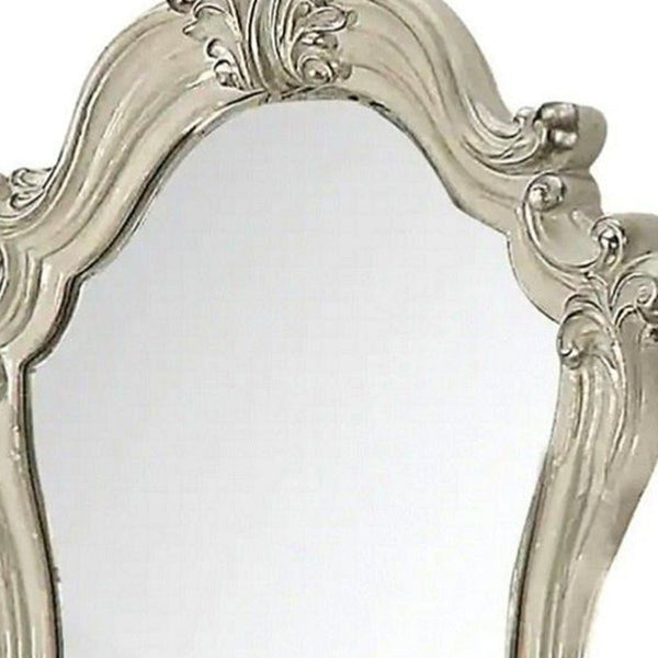 Homeroots White And Silver Wood Framed Dresser Mirror Bone White Glass 374191