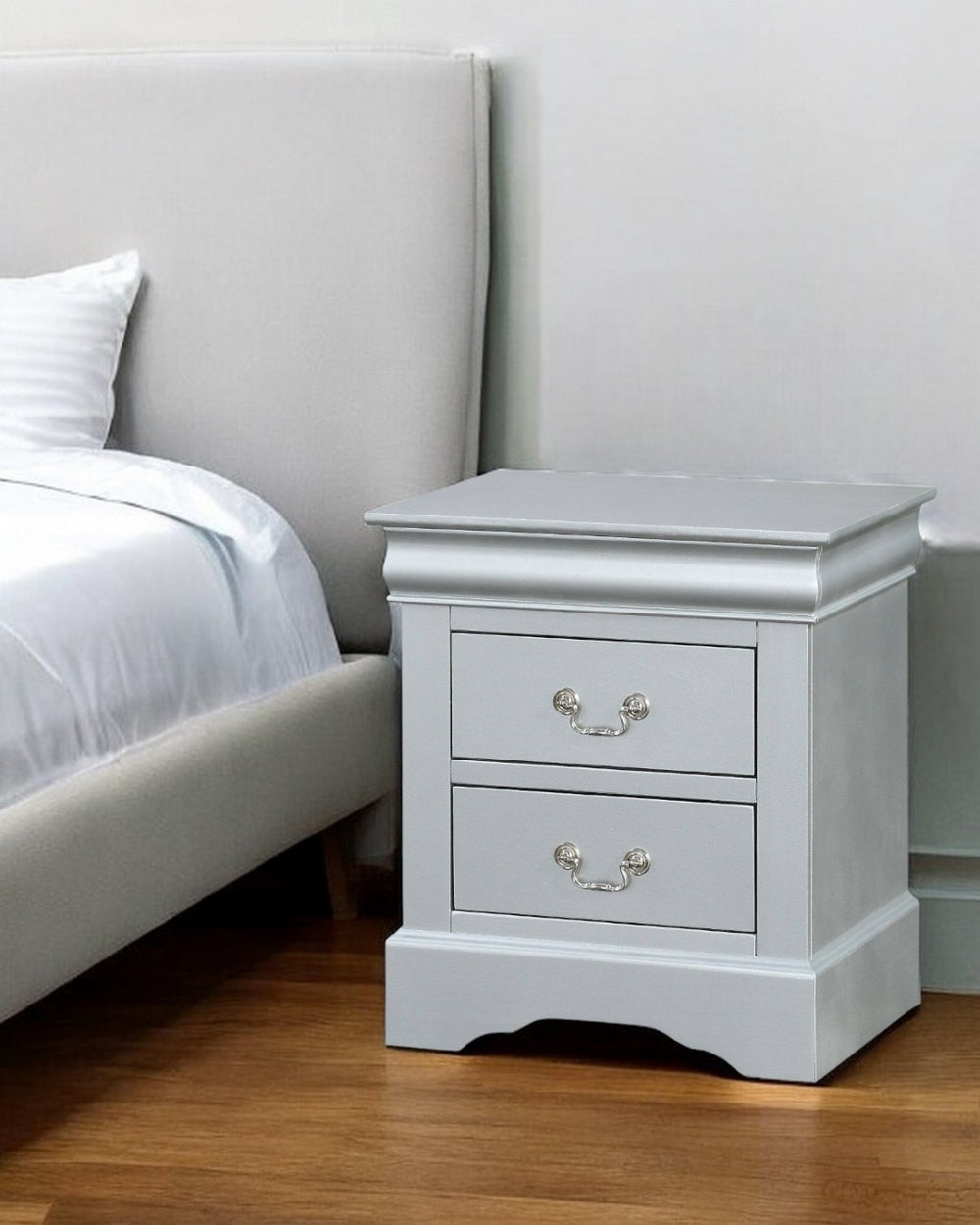 HomeRoots 24" Elegant White Wood Two-Drawer Nightstand - Versatile Accent Table for Stylish Storage & Decor 374197