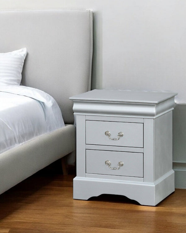 HomeRoots 24" Elegant White Wood Two-Drawer Nightstand - Versatile Accent Table for Stylish Storage & Decor 374197