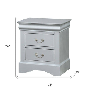 HomeRoots 24" Elegant White Wood Two-Drawer Nightstand - Versatile Accent Table for Stylish Storage & Decor 374197