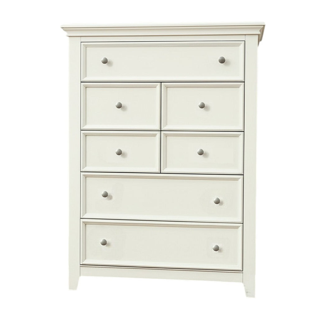HomeRoots 36" White Solid Wood Seven Drawer Dresser - Elegant Storage Solution for Organized Bedroom Spaces 36 374198