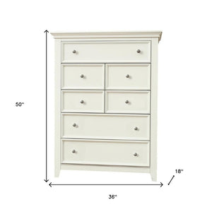 HomeRoots 36" White Solid Wood Seven Drawer Dresser - Elegant Storage Solution for Organized Bedroom Spaces 36 374198