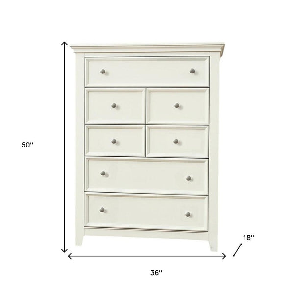 HomeRoots 36" White Solid Wood Seven Drawer Dresser - Elegant Storage Solution for Organized Bedroom Spaces 36 374198