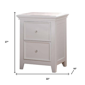 HomeRoots 27" Stylish White Nightstand with Two Drawers - Contemporary Design for Bedroom or Living Room Use 374199