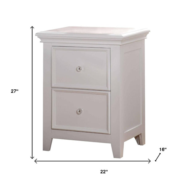 HomeRoots 27" Stylish White Nightstand with Two Drawers - Contemporary Design for Bedroom or Living Room Use 374199