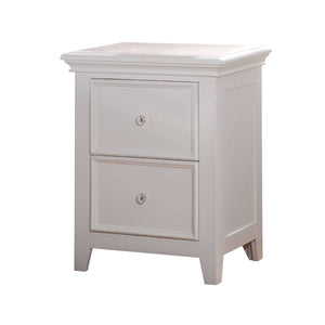 HomeRoots 27" Stylish White Nightstand with Two Drawers - Contemporary Design for Bedroom or Living Room Use 374199