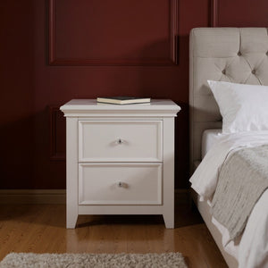 HomeRoots 27" Stylish White Nightstand with Two Drawers - Contemporary Design for Bedroom or Living Room Use 374199