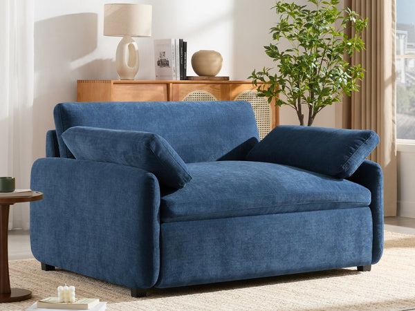 English Elm 50*43" Oversized Chenille Armchair Deep Lounge Seat Modern Minimalist Living Room Chair Blue N723S5042P