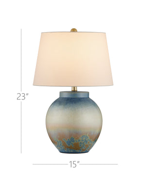 Currey & Company Dawning Table Lamp - Unique Ceramic Design With Sunrise-inspired Colors And Textured Crystals Green Ceramic 6000-1039-currey-company