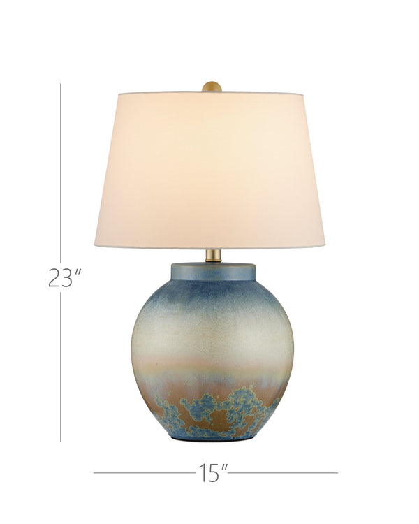 Currey & Company Dawning Table Lamp - Unique Ceramic Design With Sunrise-inspired Colors And Textured Crystals Green Ceramic 6000-1039-currey-company