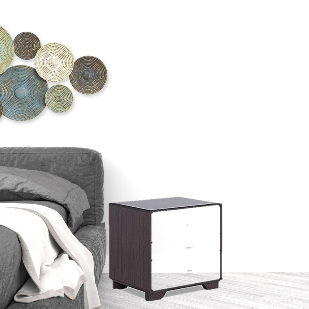 HomeRoots 20" Rectangular Nightstand - Sleek Metal Frame with 3 Drawers & Open Shelves for Modern Spaces 374206