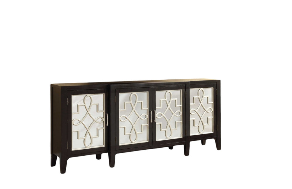 HomeRoots 72" Distressed Console Table with Mirrored Accents - Stylish, Sturdy & Versatile for Any Space Antique Black 374207