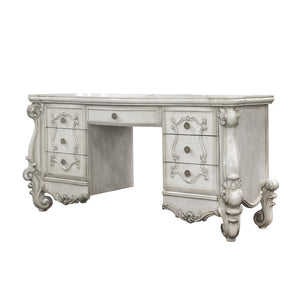 Homeroots 67" Antiqued White Wood Vanity Table - Seven Spacious Drawers For Effortless Beauty Organization! Bone White  374208