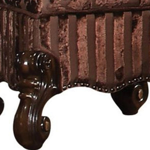 Homeroots 22" X 22" X 19" Cherry Oak Fabric Vanity Stool Cherry Oak  374209