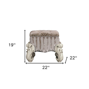 Homeroots 22" Ivory And Bone Fabric Floral Tufted Vanity Chair Ivory  374211