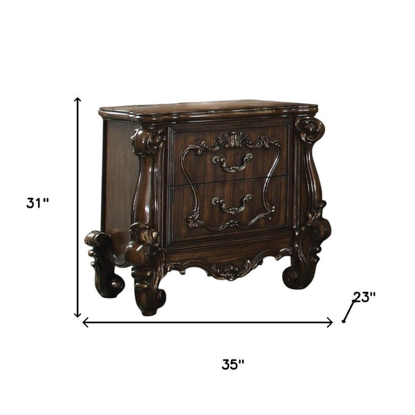 HomeRoots 31" Elegant Brown Two-Drawer Nightstand with Ample Storage for Bedroom or Living Room Accents Cherry Oak 374215