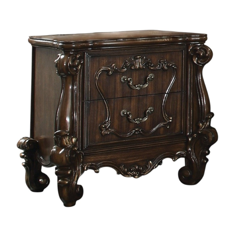 HomeRoots 31" Elegant Brown Two-Drawer Nightstand with Ample Storage for Bedroom or Living Room Accents Cherry Oak 374215