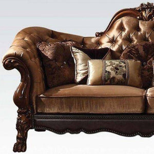 Homeroots 73" Dark Brown And Brown Velvet Loveseat And Toss Pillows   374216