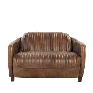 Homeroots 50" Brown Leather Loveseat   374217