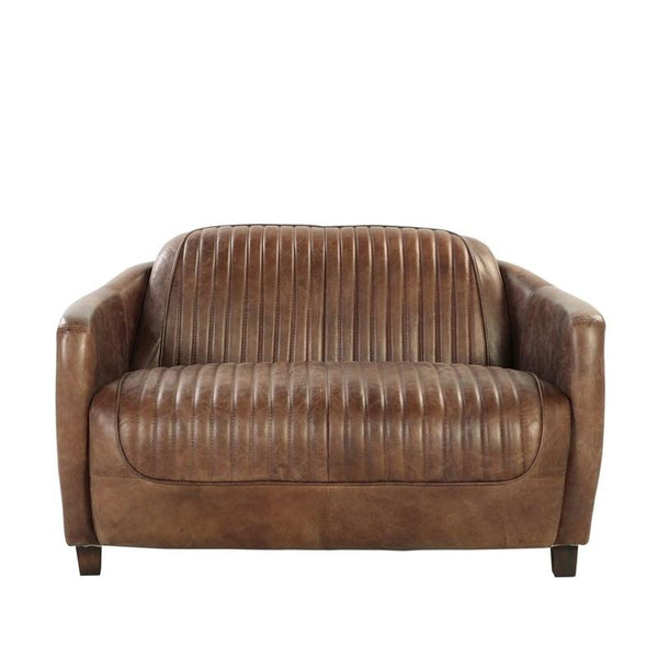 Homeroots 50" Brown Leather Loveseat   374217