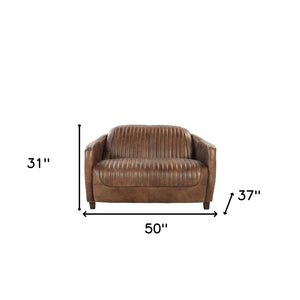 Homeroots 50" Brown Leather Loveseat   374217