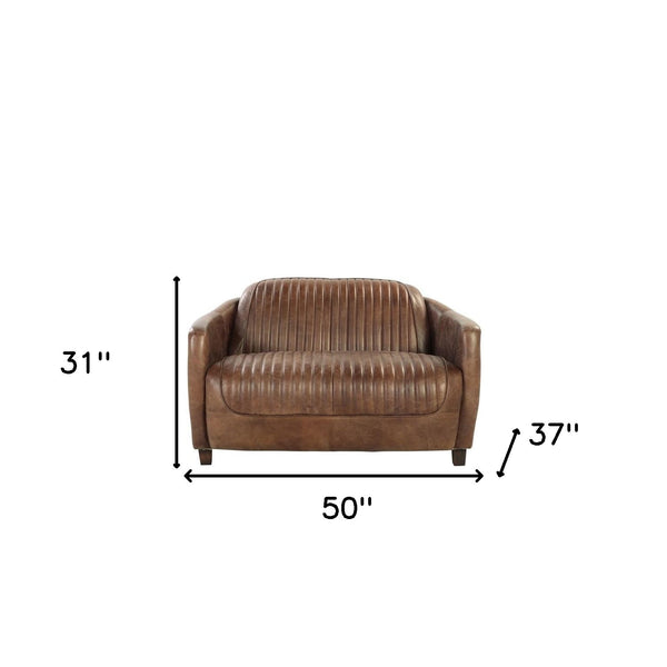 Homeroots 50" Brown Leather Loveseat   374217