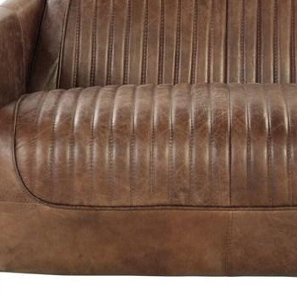 Homeroots 50" Brown Leather Loveseat   374217