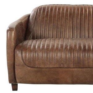 Homeroots 50" Brown Leather Loveseat   374217