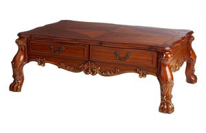 Homeroots 54" Brown Solid Wood Coffee Table With Two Drawers   374218