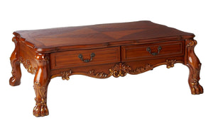 Homeroots 54" Brown Solid Wood Coffee Table With Two Drawers   374218