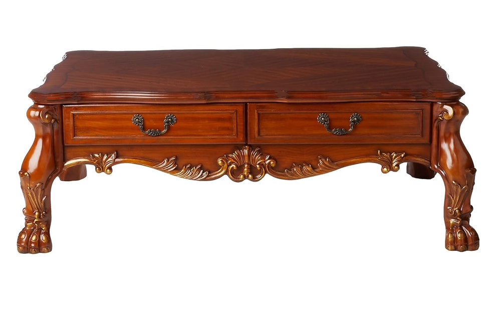 Homeroots 54" Brown Solid Wood Coffee Table With Two Drawers   374218