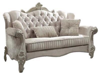 Homeroots 69" Ivory Chesterfield Loveseat And Toss Pillows Ivory  374220