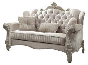 Homeroots 69" Ivory Chesterfield Loveseat And Toss Pillows Ivory  374220